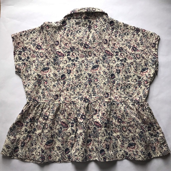 Rachel Zoe Floral Linen Peplum Blouse - Picture 6 of 8